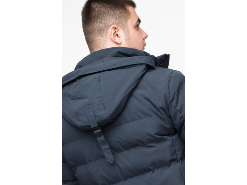 Удлиненная зимняя мужская молодежная куртка темно-синяя модель 25200, фото 10