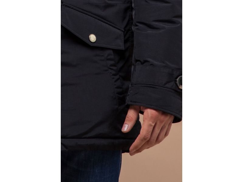 Мужская черная парка зимняя с воротником модель 38950, фото 7