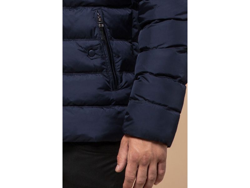 Куртка темно-синяя брендовая для мужчин зимняя модель 24324, фото 7