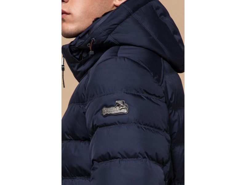 Куртка темно-синяя брендовая для мужчин зимняя модель 24324, фото 8