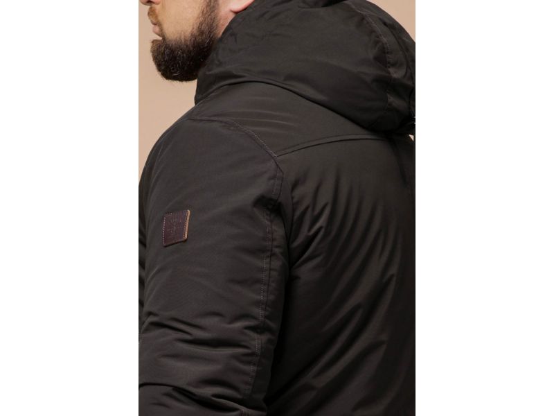 Коричневая парка мужская зимняя теплая модель 43015, фото 8