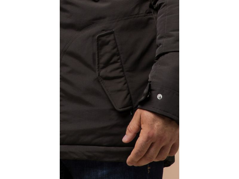 Коричневая парка мужская зимняя теплая модель 43015, фото 7