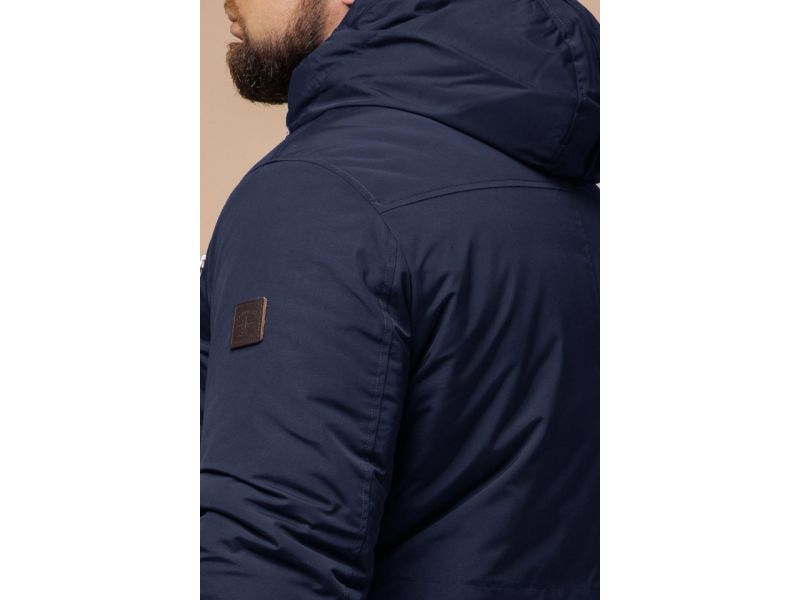 Парка синяя мужская зимняя стандартной длины модель 43015, фото 8