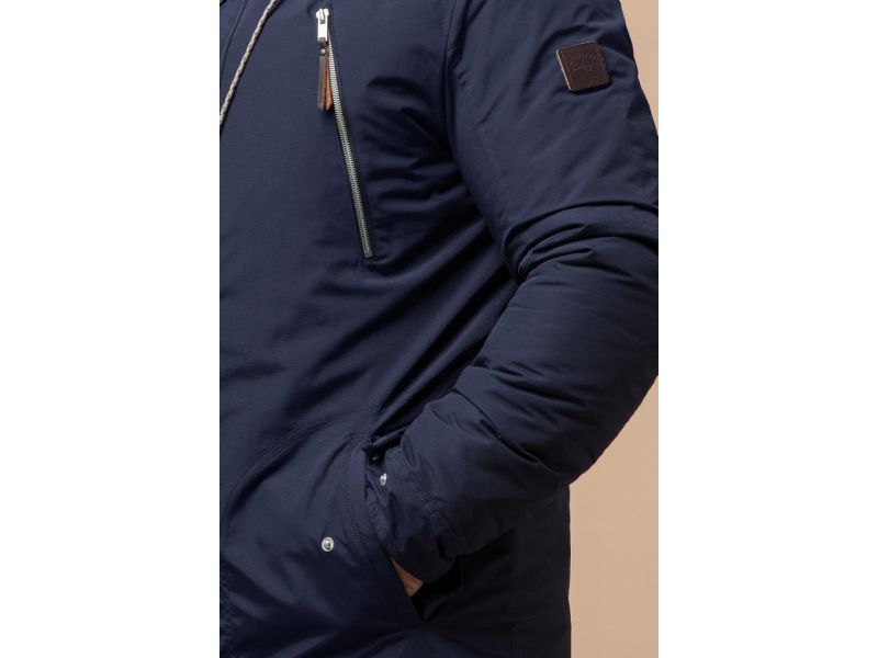 Парка синяя мужская зимняя стандартной длины модель 43015, фото 7