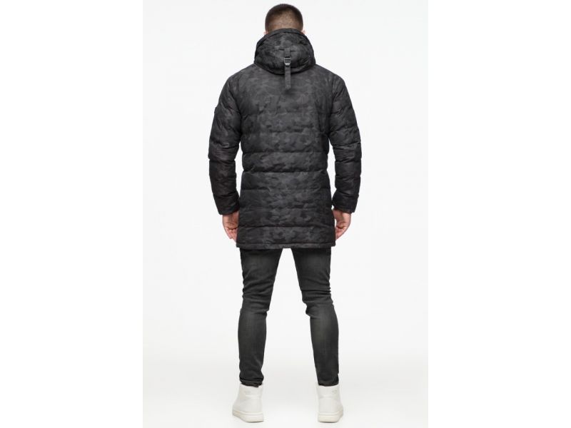 Дизайнерская мужская молодежная куртка черная на зиму модель 25260, фото 7