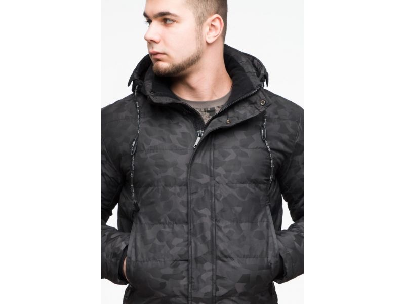 Дизайнерская мужская молодежная куртка черная на зиму модель 25260, фото 8