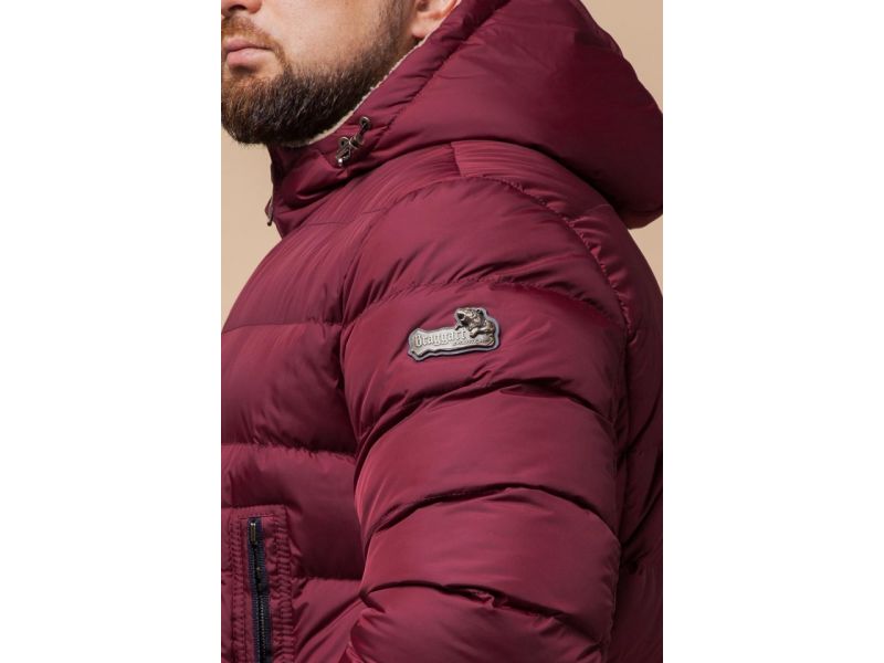 Куртка мужская удобная зимняя цвет бордовый модель 25285, фото 8