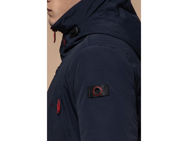 Парка мужская с воротником-стойкой зимняя цвет синий-красный модель 44230, фото 8