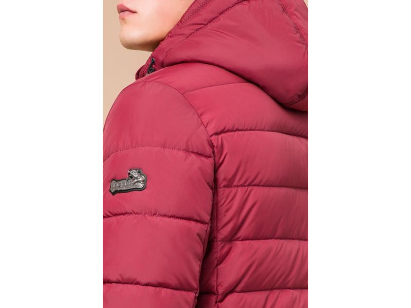 Бордовая зимняя куртка оригинального дизайна мужская модель 36450, фото 8