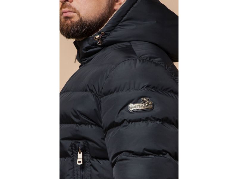 Куртка с капюшоном зимняя мужская графитового цвета модель 25285, фото 8