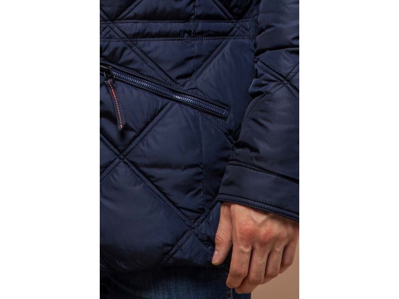 Зимняя темно-синяя куртка с пуговицами мужская модель 12481, фото 7