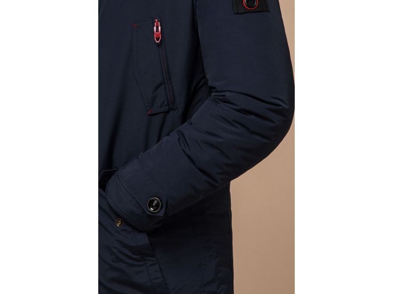 Парка мужская с воротником-стойкой зимняя цвет синий-красный модель 44230, фото 7