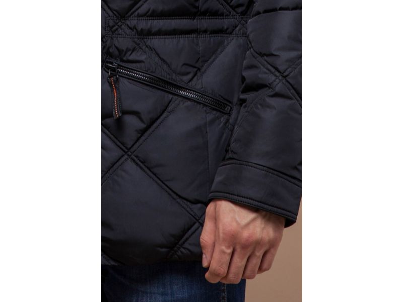 Черная мужская зимняя куртка с капюшоном модель 12481, фото 7