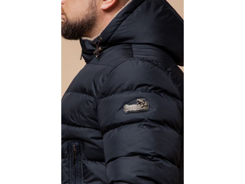 Куртка зимняя для мужчин темно-синяя удобная модель 25285, фото 8