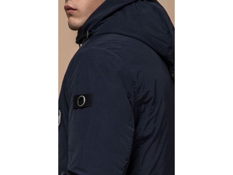 Мужская парка с манжетами зимняя цвет синий-серый модель 44230, фото 8