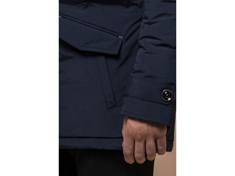 Мужская парка с манжетами зимняя цвет синий-серый модель 44230, фото 7