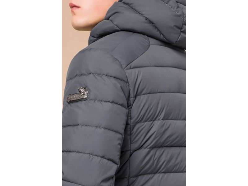 Графитовая мужская куртка теплая зимняя модель 40962, фото 8