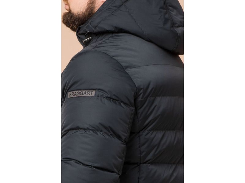 Куртка графитового цвета для мужчин зимняя модель 23482, фото 7