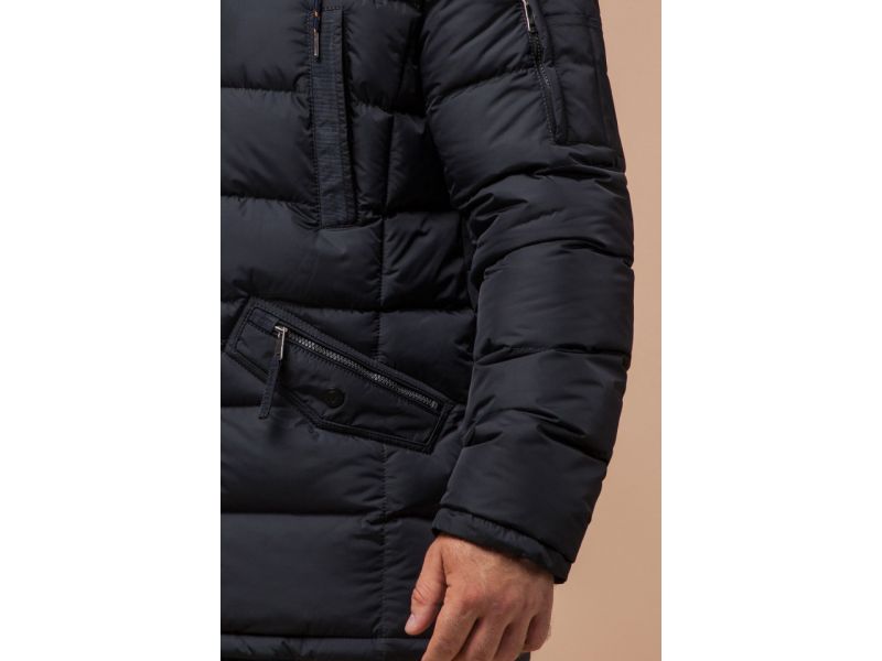 Графитовая куртка зимняя качественного пошива для мужчин модель 26402, фото 7