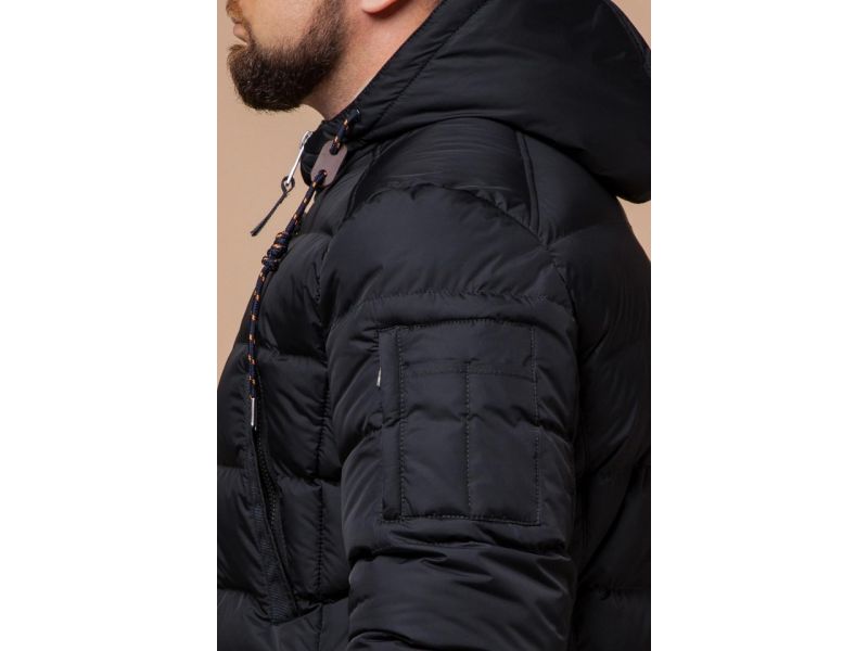 Графитовая куртка зимняя качественного пошива для мужчин модель 26402, фото 8