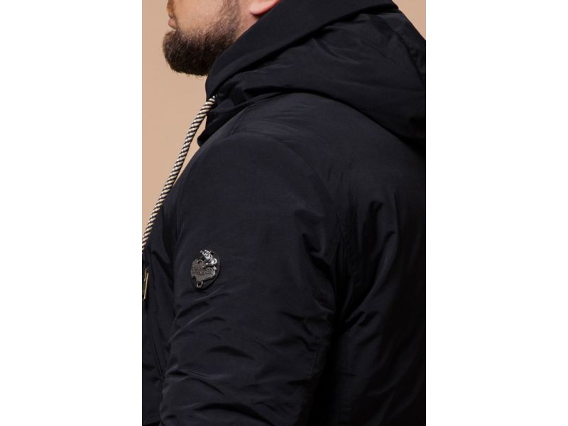Парка черная мужская на зиму модель 45950, фото 8