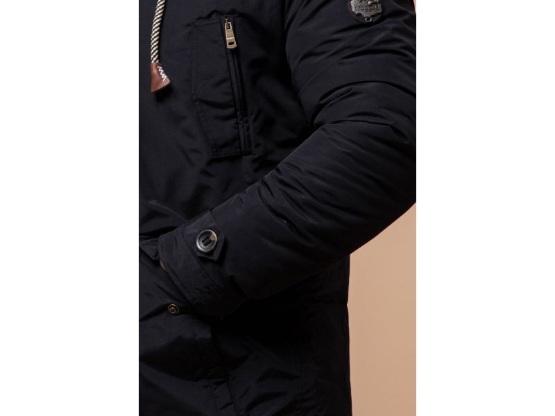 Парка черная мужская на зиму модель 45950, фото 7