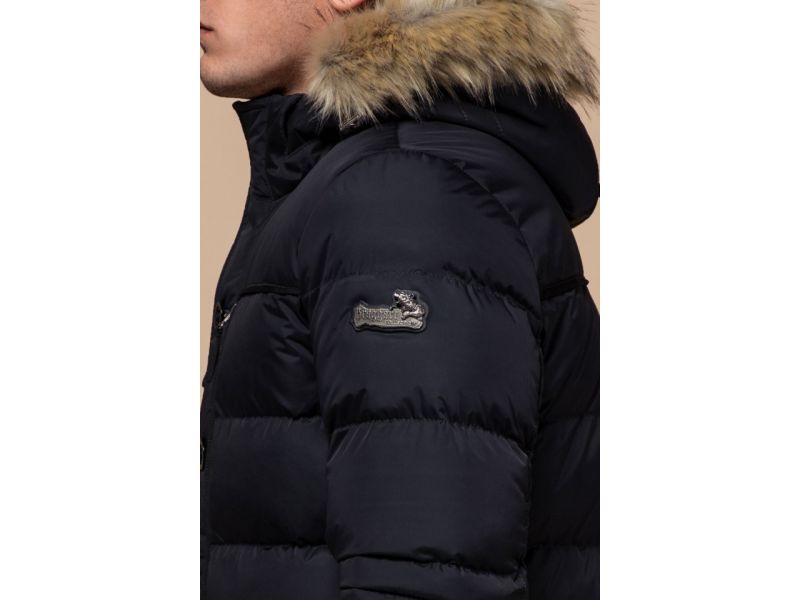 Зимняя короткая куртка мужская черного цвета модель 45610, фото 8