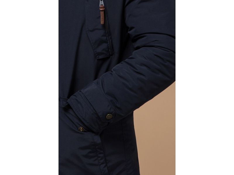 Синяя мужская парка зимняя с манжетами модель 47450, фото 7