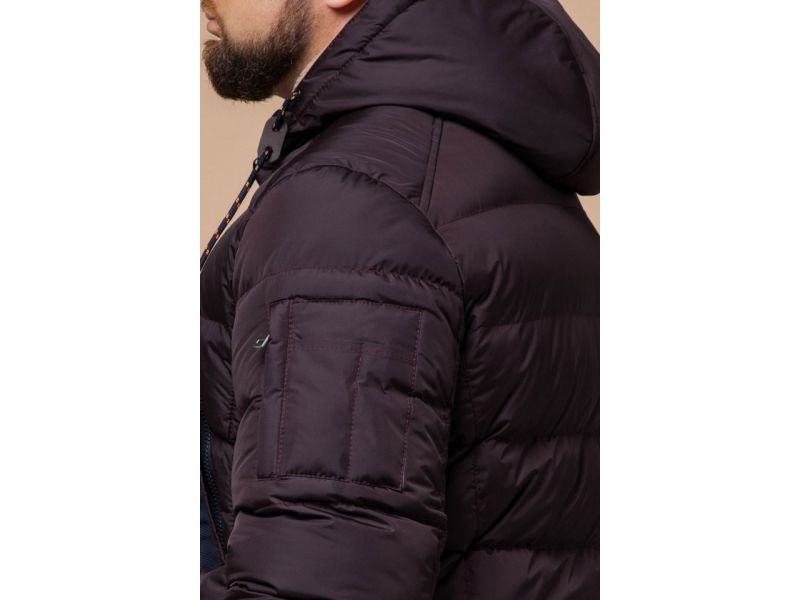 Темно-бордовая зимняя куртка оригинальная для мужчин модель 26402, фото 8