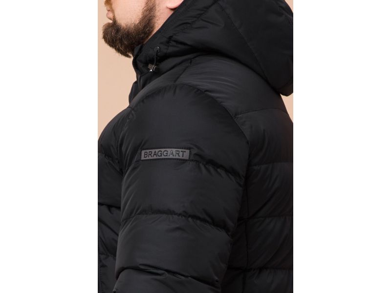 Черная комфортная зимняя куртка мужская модель 23482, фото 8