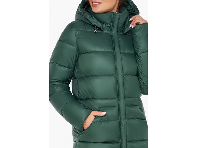 Воздуховик женский зимний нефритовый удлиненный модель 31007, фото 7