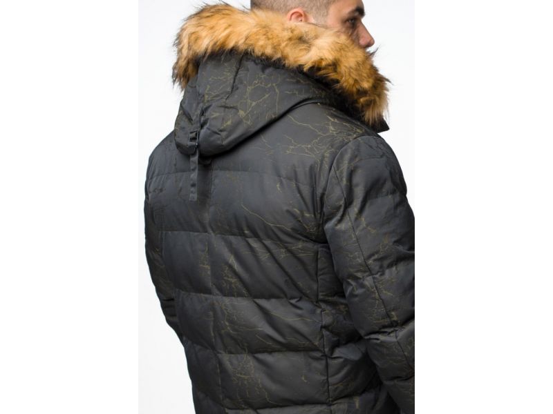 Куртка молодежная мужская дизайнерская зимняя темно-зеленого цвета модель 25410, фото 10