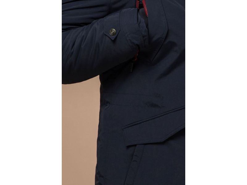 Парка синяя мужская с трикотажными манжетами зимняя модель 48560, фото 7