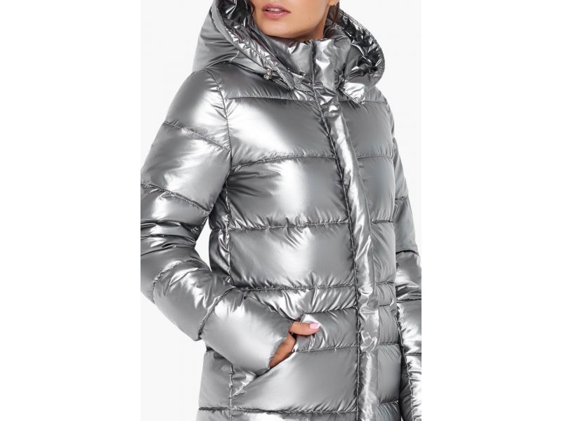 Женский воздуховик теплый зимний цвет серебро модель 37007, фото 8