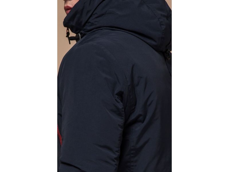 Парка синяя мужская с трикотажными манжетами зимняя модель 48560, фото 8