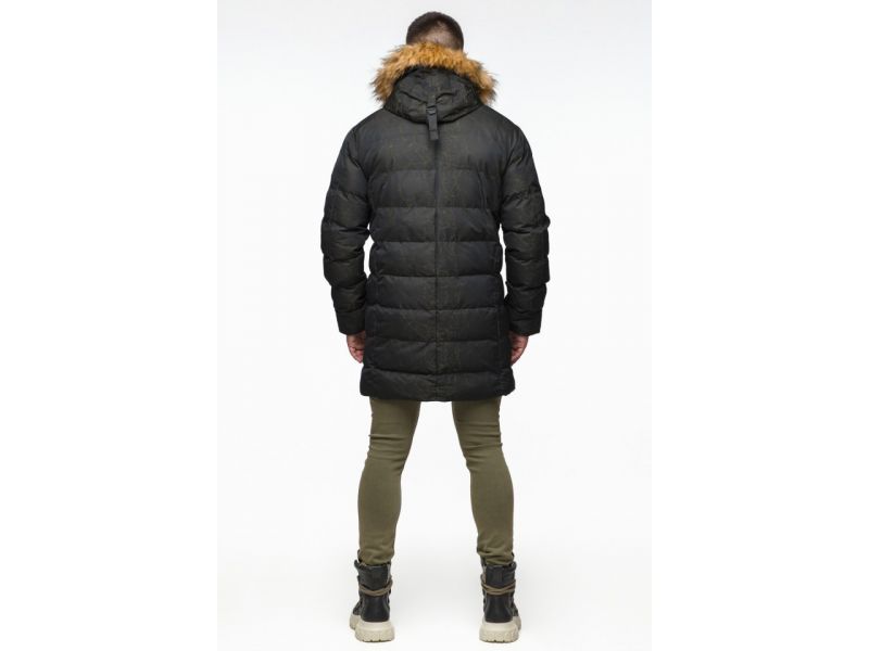 Куртка молодежная мужская дизайнерская зимняя темно-зеленого цвета модель 25410, фото 7