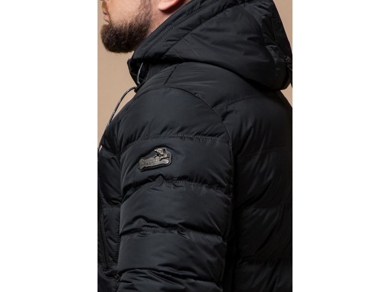 Графитовая модная куртка зимняя мужская модель 27635, фото 8