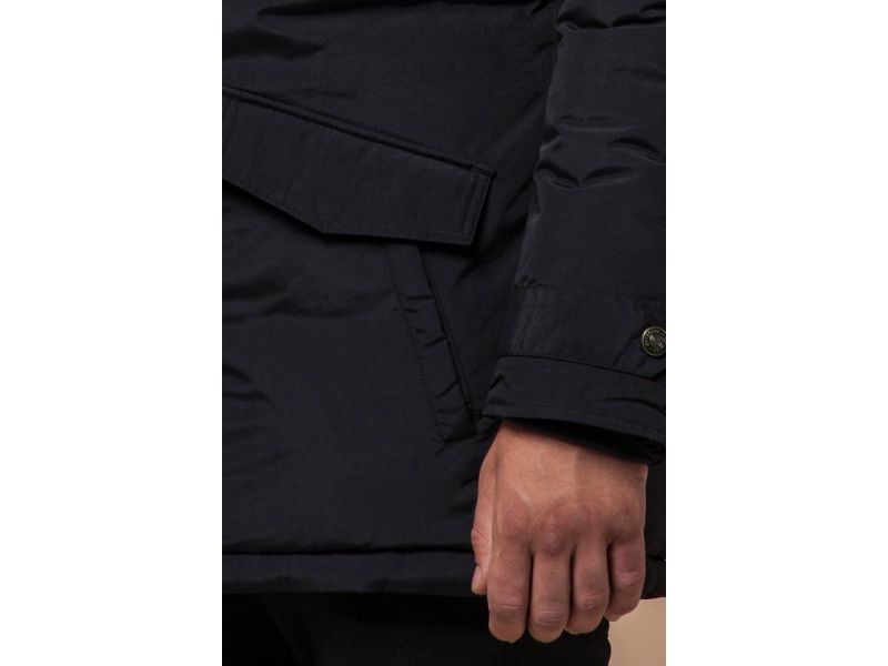 Мужская парка черная зимняя с кулиской модель 48560, фото 7