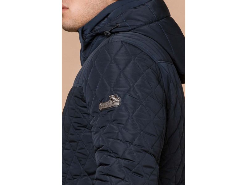 Зимняя синяя мужская куртка с кнопками модель 24534, фото 8