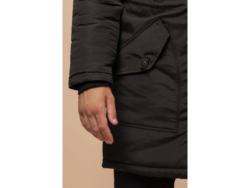 Парка коричневая мужская удлиненная зимняя модель 90520, фото 8