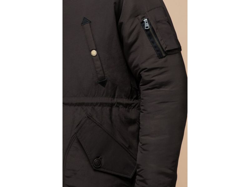 Парка коричневая мужская удлиненная зимняя модель 90520, фото 7