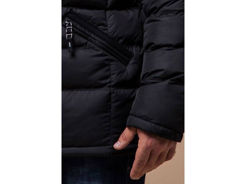 Черная мужская куртка стильная на зиму модель 27635, фото 7