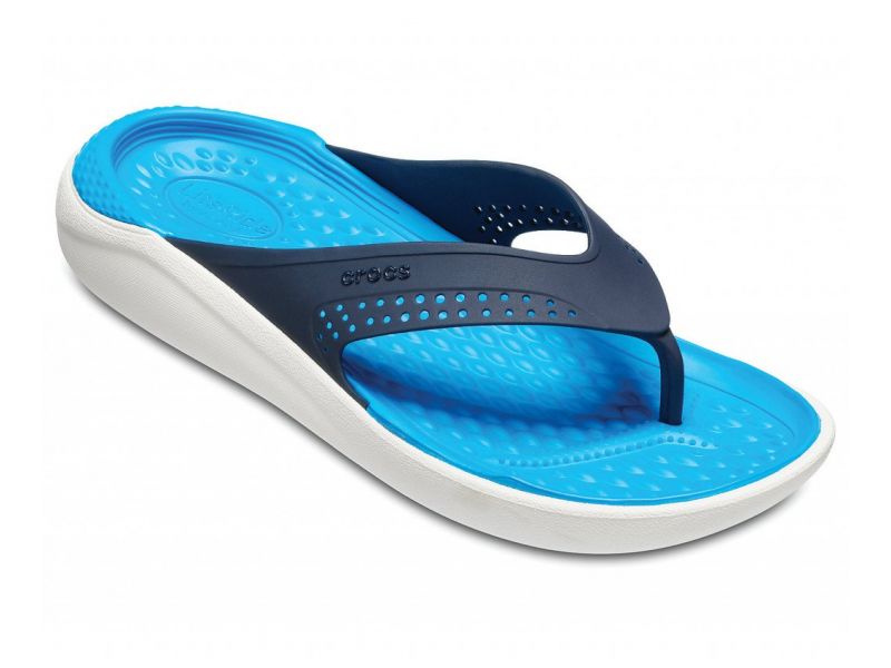 CROCS LiteRide™ Flip Темно синие шлепанцы с белой подошвой, фото 1