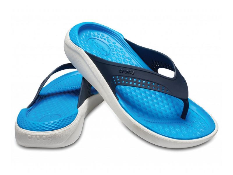 CROCS LiteRide™ Flip Темно синие шлепанцы с белой подошвой, фото 6