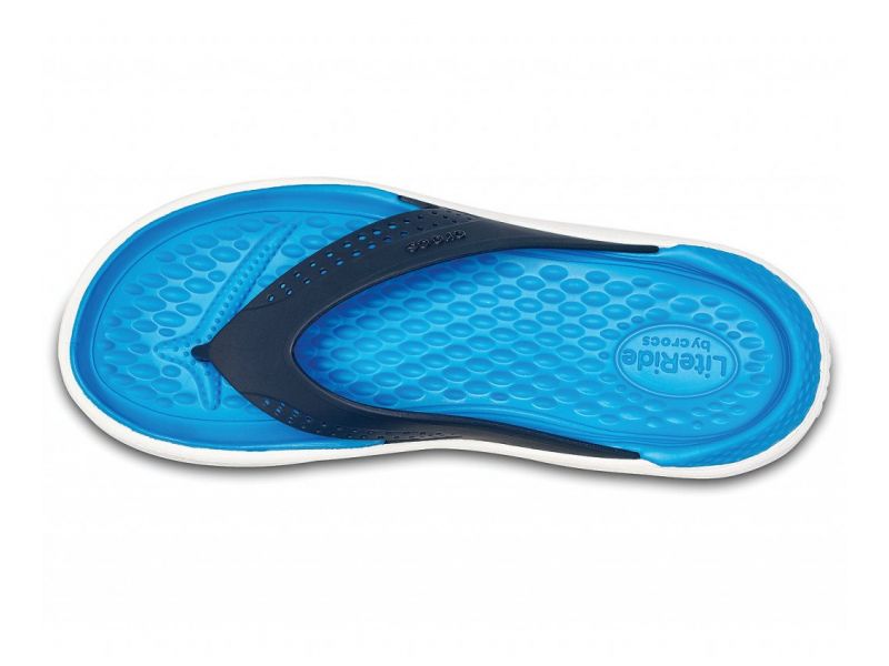 CROCS LiteRide™ Flip Темно синие шлепанцы с белой подошвой, фото 5