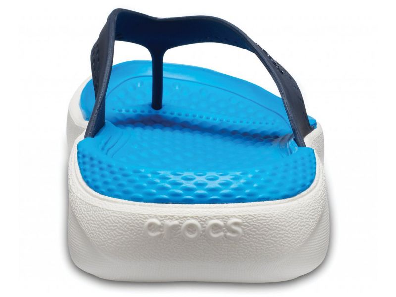 CROCS LiteRide™ Flip Темно синие шлепанцы с белой подошвой, фото 2
