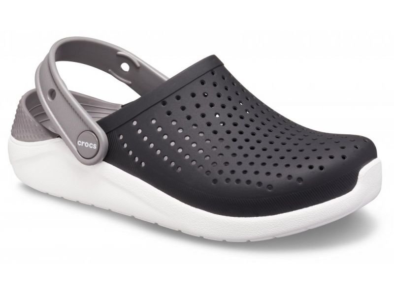Детские черные с белой подошвой сабо CROCS Kids’ LiteRide™ Clog, фото 1