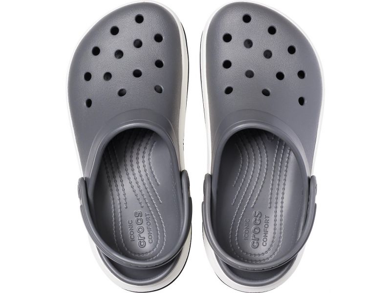 Кроксы серые с белым на толстой подошве Crocband™ Full Force Clog, фото 2