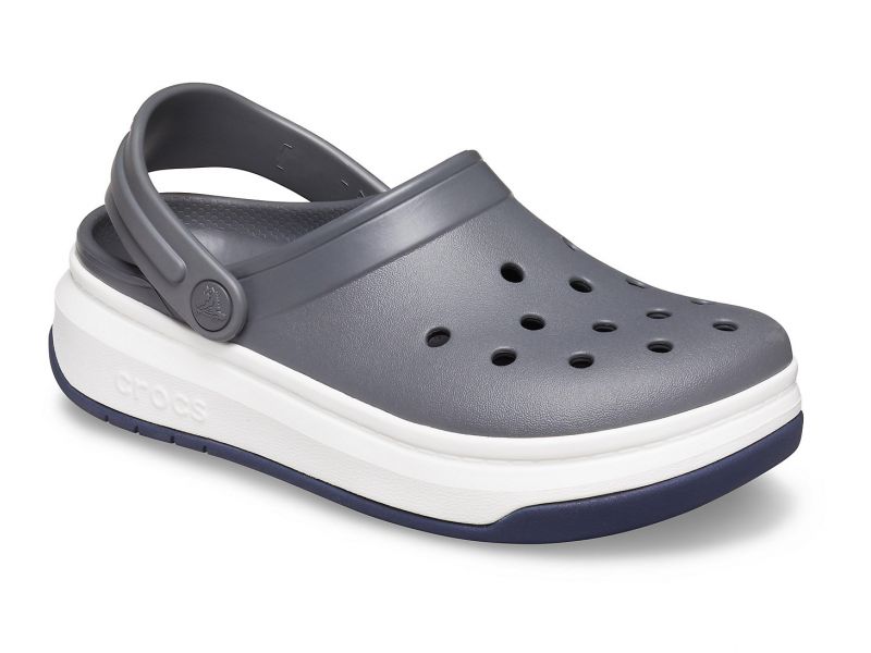 Кроксы серые с белым на толстой подошве Crocband™ Full Force Clog, фото 6