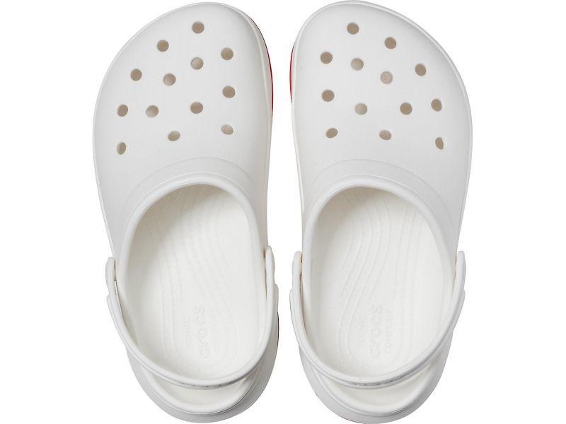 Кроксы белые с белым на толстой подошве Crocband™ Full Force Clog, фото 4